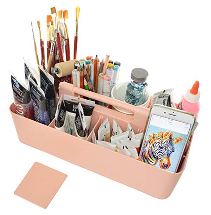 Enjoy Office Desk Storage Organizer 8 compartments Box DIY Box Remote Cosmetic Holder Pen Pencil Stationery Basket -Made In USA - color: Indie Pink