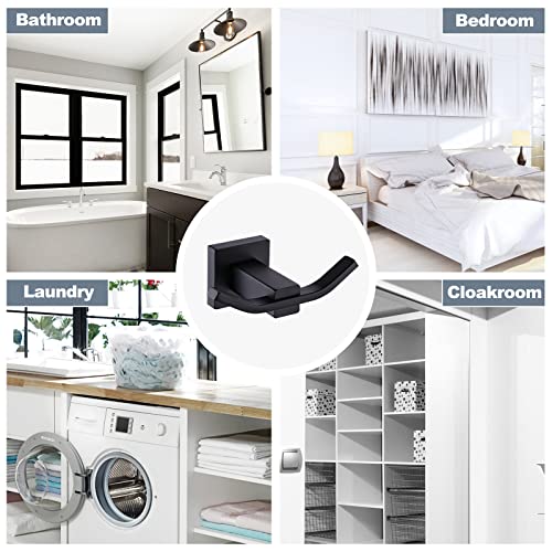 WOWOW Towel Hooks for Bathrooms Matte Black, SUS304 Stainless Steel Coat Hook, Bathroom Robe Towel Holder, Heavy Duty Robe Hooks, Bathroom Double Towel Hooks for Coats, sponges, Clothes Wall Mount - color: Black
