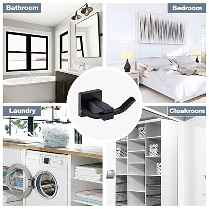 WOWOW Towel Hooks for Bathrooms Matte Black, SUS304 Stainless Steel Coat Hook, Bathroom Robe Towel Holder, Heavy Duty Robe Hooks, Bathroom Double Towel Hooks for Coats, sponges, Clothes Wall Mount - color: Black