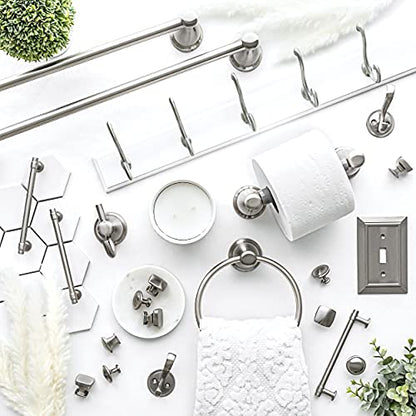 Franklin Brass 5-Piece Satin Nickel Bathroom Set (2) Towel Racks, Ring, Toilet Paper Holder, Hook | Kinla Bath Accessories - color: Satin Nickel, style: 5-Piece Bath Accessory Set