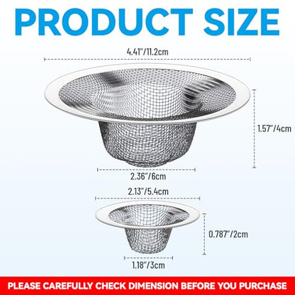 4.5" Top / 2.5" and 2.125" Top / 1" Basket Drain Strainer | 4Pcs Sink Drain Hair Catcher, Bathroom Sink Drain Strainer - size: 4Pcs All