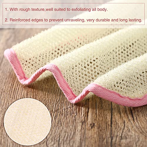 Tatuo 10 Count Popup Closed Exfoliating Wash Cloths for Body and Face Facial Bath Scrub Soft Weave Loofah Towel Exfoliate Bath Towel Remove Dead Skin Wash Cloth for Women Man (Pink Edge) - color: Pink Edge