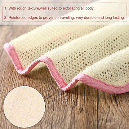 Tatuo 10 Count Popup Closed Exfoliating Wash Cloths for Body and Face Facial Bath Scrub Soft Weave Loofah Towel Exfoliate Bath Towel Remove Dead Skin Wash Cloth for Women Man (Pink Edge) - color: Pink Edge