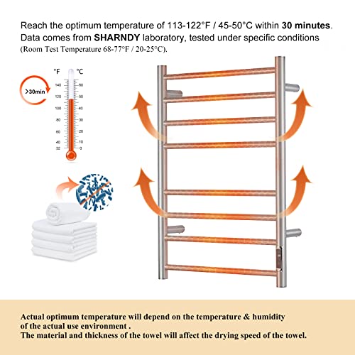 Towel Warmer with Built-in Timer ETW44-2S for Bathroom Wall Mounted Bath Towel Heater Plug-in Electric Heated Towel Rack Brushed