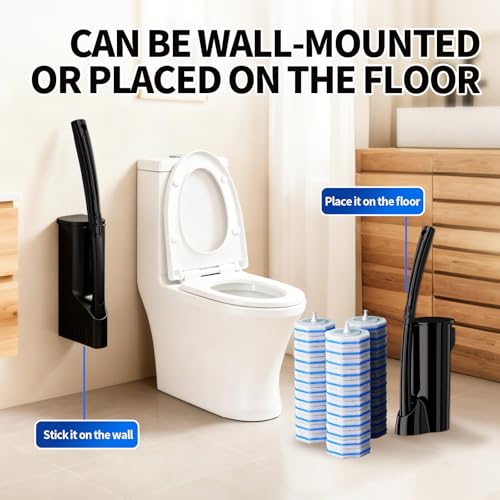 Disposable Toilet Bowl Brush with 36 Count Refills, Toilet Cleaning Stick,Toilet Bowl Cleaner Holder and Set, Toilet Cleaning System Starter Kit - style: Toilet brush+36 refills