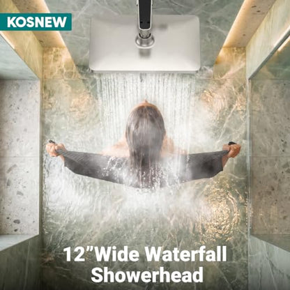 12" XXL Rainfall Shower Head with Handheld Combo Set, Nickel Brushed | High Pressure, Magnetic Docking, Air-Infusion Tech, Anti-Leak One-Piece Design, Dual Square Showerhead - color: Nickel Brushed
