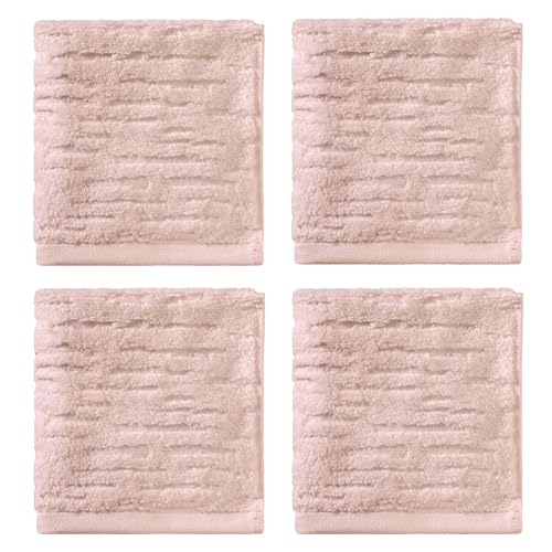 SKL Home CloudSoft 100% Cotton Luxury 4-Piece Washcloth Set, 520 GSM, Ultra Plush & Absorbent, Blush Pink - color: Blush Pink, style: Wash Cloths (Set of 4)