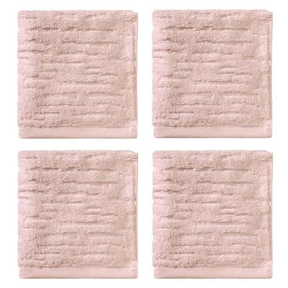 SKL Home CloudSoft 100% Cotton Luxury 4-Piece Washcloth Set, 520 GSM, Ultra Plush & Absorbent, Blush Pink - color: Blush Pink, style: Wash Cloths (Set of 4)