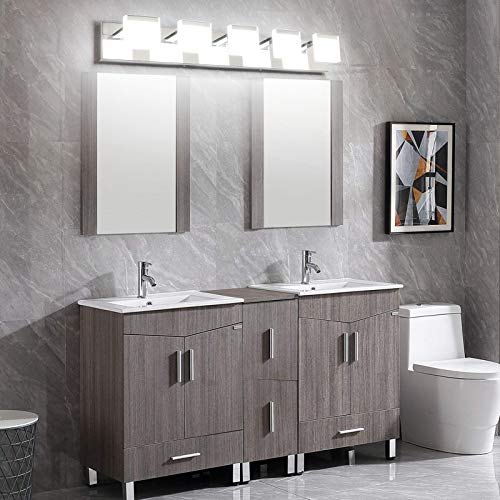 Ralbay LED Modern Bathroom Vanity Lights 5 Lights Acrylic Stainless Steel Bathroom Wall Light Fixture - color: Chrome, size: 5-Light