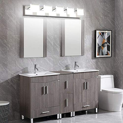 Ralbay LED Modern Bathroom Vanity Lights 5 Lights Acrylic Stainless Steel Bathroom Wall Light Fixture - color: Chrome, size: 5-Light