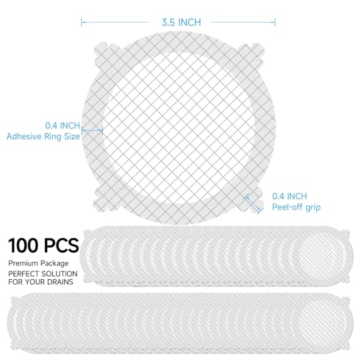 VIVIDLY 50 Pack Disposable Shower Drain Hair Catcher Stickers for Home | No scrubbing required after use, catches human & pet hair easily, fits bathroom kitchen tub & sink