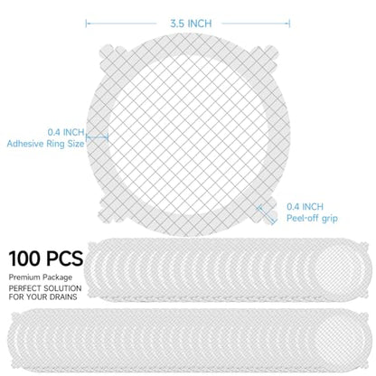 VIVIDLY 50 Pack Disposable Shower Drain Hair Catcher Stickers for Home | No scrubbing required after use, catches human & pet hair easily, fits bathroom kitchen tub & sink