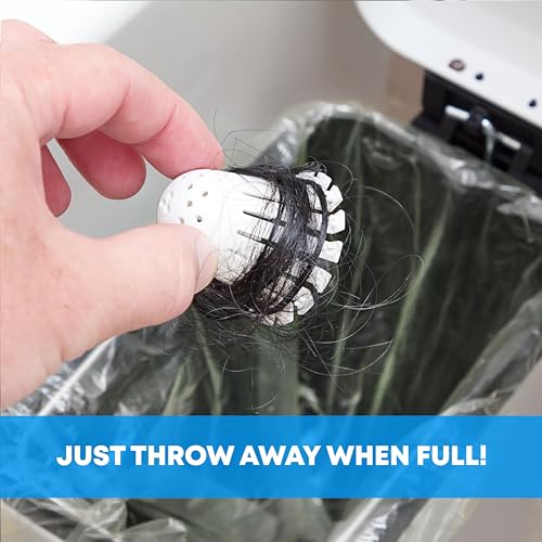 TubShroom Toss 21pk Disposable Bath Tub Drain Strainers - Hair Catcher Snare for Shower Bathtub to Prevent Clogged Drains, Traps Human and Pet Hair, One Year Supply (White) - color: White