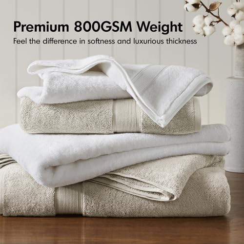 Madison Park 800GSM 100% Cotton Bathroom Bath Towel Set of 8, White | Long Staple, Highly Absorbent, Durable Hotel Spa Quality, Quick Dry, Double Stitched Hems, Lint Reducing, OEKO-TEX Certified - color: White, size: Multi-Sizes