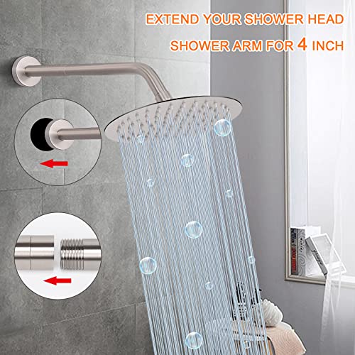 Shower Head Extension Arm, Shower Extender Water Outlet- Lowers Existing, Shower Pipe Extension for Bathroom, Made of Solid Metal Stainless Steel(4 Inch, Brushed Nickel) - color: Brushed Nickel, style: 4 Inch
