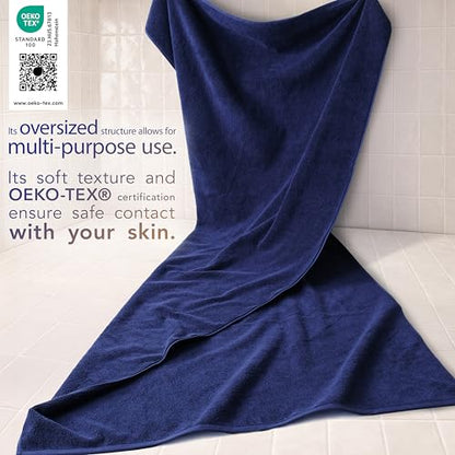 Cotton Paradise 100% Cotton Turkish Towel, Soft Absorbent Quick Dry, 40x80 Oversized Bath Sheet Towel, Navy Blue - color: Navy Blue, size: 40"x80"