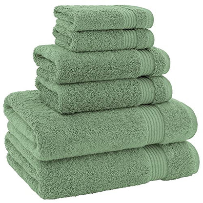 American Veteran Towel, 100% Cotton Turkish 6 Piece Towel Set, Luxury Towels Set of 6 for Bathroom Essentials, 2 Bath Towel 2 Hand Towel 2 Washcloth, Sage Green - color: Sage Green, size: XL 6PC