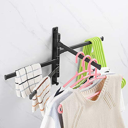 Swivel Hand Towel Bar Bathroom Swing Hanger Towel Rack Holder Matte Black Finish, Wall Mounted, 4-Arm - size: 4-Arm