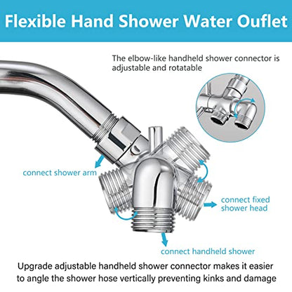 PDPBath Brass 3 Way Shower Arm Diverter Valve for Handheld Shower Head and Fixed Shower Head, G1/2 Universal Connection - Chrome - color: Chrome