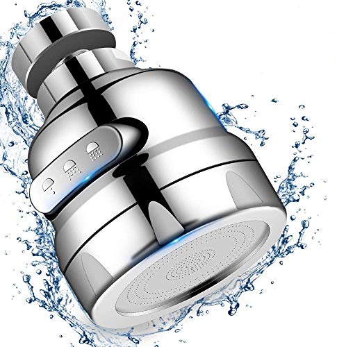 Faucet Sprayer Attachment, Rotate Swivel Water Saving Tap Aerator, Kitchen Faucet Head Replacement, 3 Mode Adjustable Faucet Extender for Kitchen, Bathroom