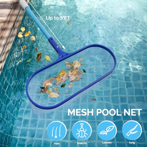 VINGLI 3-in-1 Pool Cleaning Kit for Inground&Above Ground Swimming Pools | Pool Maintenance Tools, Pools Maintenance Equipment with Pool Net, Pool Brush and 5 FT Telescopic Pole - size: Style 4 : 3 in 1