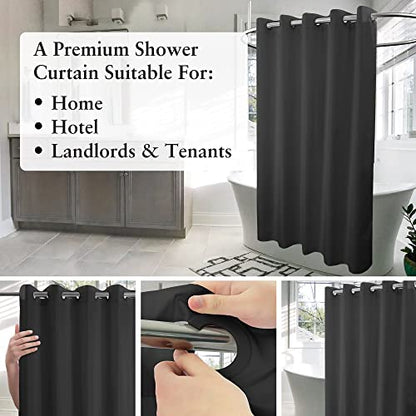 River Dream Extra Long No Hook Black Shower Curtain or Liner Soft Microfiber - 84" Length Fabric Shower Curtain Liner Set, Machine Washable & Water Repellent, Black, 71x86 - color: Black, size: 71"W x 86"L (Pack of 1)