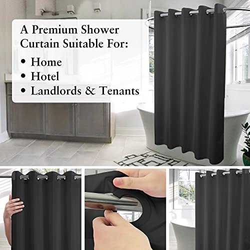 River Dream No Hook Hotel Cloth Black Shower Curtain Microfiber Waterproof - Soft Fabric Shower Curtain or Liner Washable, Black, 71x74 - color: Black, size: 71"W x 74"L (Pack of 1)