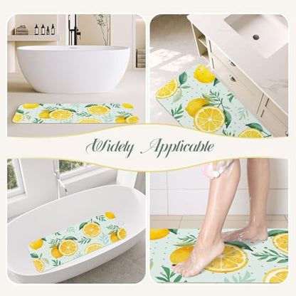 SHUCHING Yellow Bath Mat for Tub Non Slip-40x16 Inch | Bathtub Mat for Elderly Mold Free, Long Shower Mat for Inside Shower with Suction Cup, Machine Washable - color: Lemon