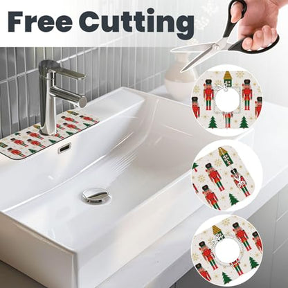 Nutcracker Christmas Tree Snowflakes Kitchen Sink Splash Guard Faucet Mat Super Absorbent Fast Drying Mat Sink Gadgets-Fast Drying Pad Sink Mat For Kitchen Bathroom (15" X 5.5" ) - color: Nutcracker