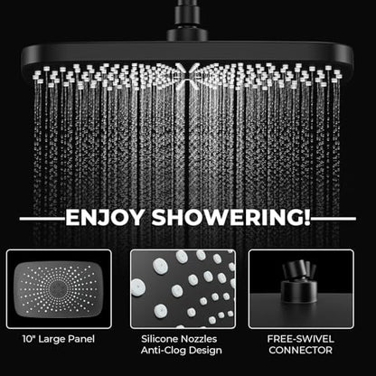 Black Rain Shower Head with Handheld Shower Head, 5 Spray Modes | High-Pressure Dual Shower Combo, Multi-Spray Handheld, 11-Inch Metal Extension Arm, Detachable Design for Easy, Flexible Use - color: Matte Black
