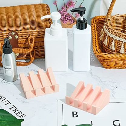2 Pieces Silicone Soap Dish Self Draining Soap Dish Shower Waterfall Bar Soap Holder Tray with Drain Soap Saver for Kitchen Bathroom Accessories (Light Pink) - color: Light Pink