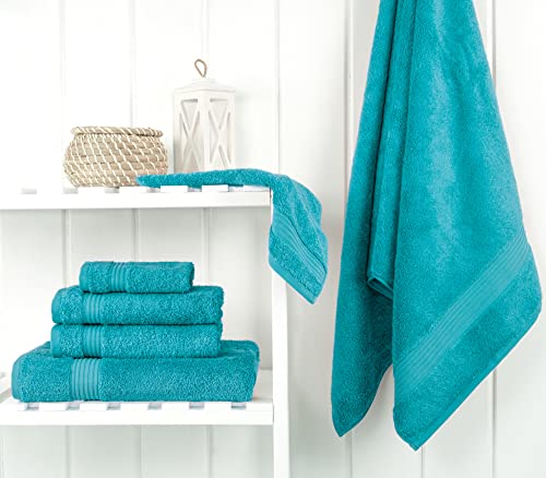 Cotton Paradise 100% Cotton Turkish Towel Set, Soft Absorbent Quick Dry, 6 Piece Towel Set, Ocean Aqua - color: Ocean Aqua, size: (27"x54") +( 16"x28") + (13"x13")