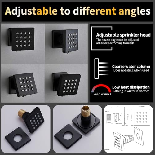 AYIVG Thermostatic Full Body Rainfall Shower System Dual 3 Way Diverter Valve 6 Function Ceiling Mount 14x20" ShowerHeads With 6 Jets 2 Handheld Shower Set (Matte Black) - color: Matte Black