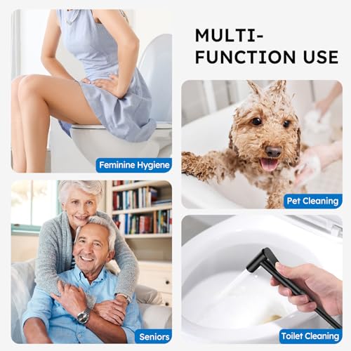 Arofa Built-in Hot and Cold Bidet Sprayer, Warm Water Bidet, Matte Black | Wall-Mounted Design, Dual Control Modes, Leak-Free Bidet Hose, Feminine/Baby/Pet Wash, Cloth Clean & Rinse, Stainless Steel - color: Black, size: Built-in Hot & Cold Water Modes-Ro
