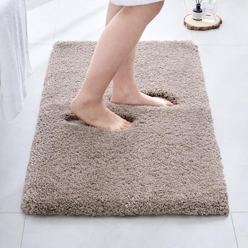 Bathroom Rugs Non Slip Washable,Ultra Soft Thick Shaggy Absorbent Bath Mats,High Density Foam Latex Non Slip Backing Bath Rugs,Microfiber Bath Mats for Bathroom Floor&Sink,24x17,Camel - color: Camel, size: 24" X 17"(Small Bathroom Rug)