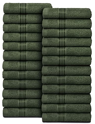 Ultra Soft Cotton Washcloths, Contains 24 Piece Face Cloths 12x12 inch, Ideal for Everyday use Face Towels, Compact & Lightweight Multi Purpose Washcloths - Olive Green - color: Olive Green, size: 24 Pack Washcloths
