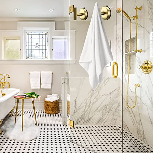 DGYB Large Suction Hooks for Bathrooms - Gold Towel Hooks Stainless Steel - 15 Lb Capacity - Removable, Heavy Duty - color: 4 Pack-Brushed Gold