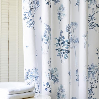 Lino Rosa Navy Blue Small Stall Shower Curtain,Waterproof Fabric Dark Blue and White Nautical Theme Ocean Shower Curtains for Bathroom Set with Hooks 36X72 - color: Blue, size: 36"W x 72"L (Pack of 1)