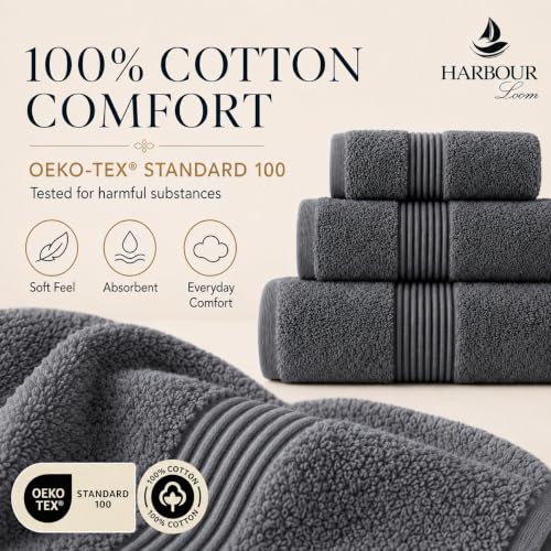 Towel Set for Bathroom, 3 Piece Turkish Cotton Bath Hand and Wash Towels | Mixed size set in Silver Grey, 600 gram weight. Double stitched hems suit family and guest use. - color: Silver Grey