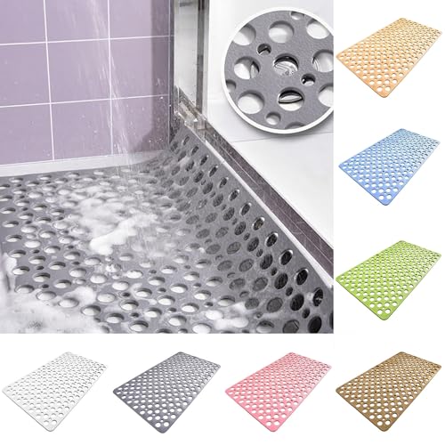 Bath Mat for Tub, 28 X 15 Inches Easy Clean Non Slip Machine Washable Large Bathroom Mat Set with Suction Cups and Drain Holes,Durable Grey Bath Mat for Home,Bathroom,Inside Shower Floor,Bathtub - color: Coffee