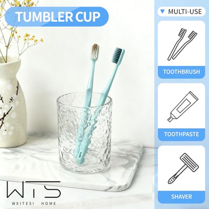 Glass Toothbrush Holders for Bathroom, Water Glass, Unbreakable Clear Bathroom Tumbler Cup, Mouthwash Cup, Toothpaste Storage Stand, Tooth Brush Organizer for Vanity Countertop