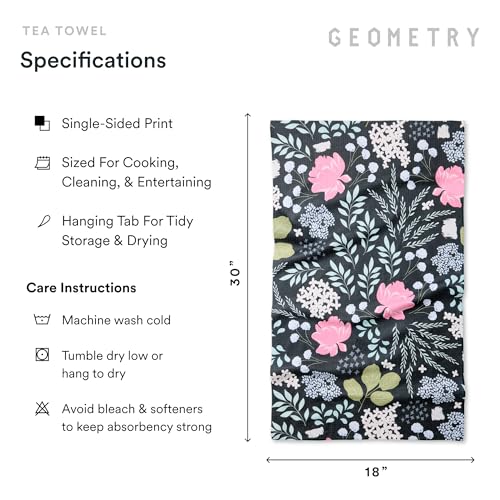 GEOMETRY Kitchen Tea Towels - Quick Dry Microfiber Dish Towels for Kitchen Pretty Petals, 18" x 30" 2 Pack - color: Pretty Petals, style: Kitchen Towel - Double
