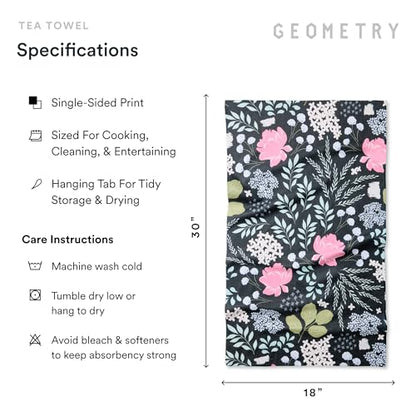 GEOMETRY Kitchen Tea Towels - Quick Dry Microfiber Dish Towels for Kitchen Pretty Petals, 18" x 30" 2 Pack - color: Pretty Petals, style: Kitchen Towel - Double