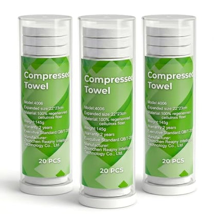 60 Pcs Compressed Face Towel Refills for Smart Towel Warmer & Dispenser, 3 Pack Replacement Buckets (20 Count/Each), Disposable Hot Facial Tissues for Sensitive Skin, Home SPA, Salon & Travel - size: 3 towels