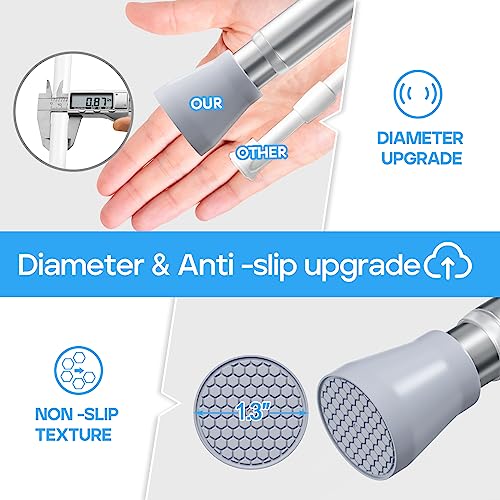 Tension Curtain Rod Silver Tension Rod 28 To 48 Inch Spring Curtain Rod Non Slip Tension Rods 1pcs For Windows No Drilling Adjustable Tension Rods of Curtain Window Closet Kitchen Wardrobe - color: Silver, size: 28-48 inch 1pcs