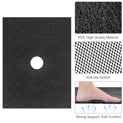 Shower Mat Non Slip 32 x 24 inch: Loofah Anti Slip Shower Mat,Non Slip Bathtub Mat for Inside Shower,Quick Drying Shower stall mat with Drain Hole in Middle,for Shower,Bathroom and Wet Areas - color: Black