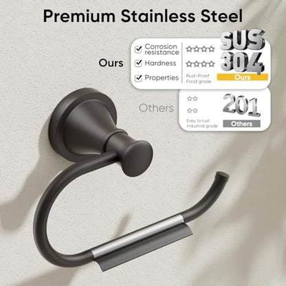 Toilet Paper Holder Wall Mount Bathroom Tissue Roll Holder Matte Black | Pivoting Tissue Roll Holder, High Quality Stainless Steel Hand Towel Ring Rustproof, Bathroom Accessories,Toilet Storage - color: Matte Black
