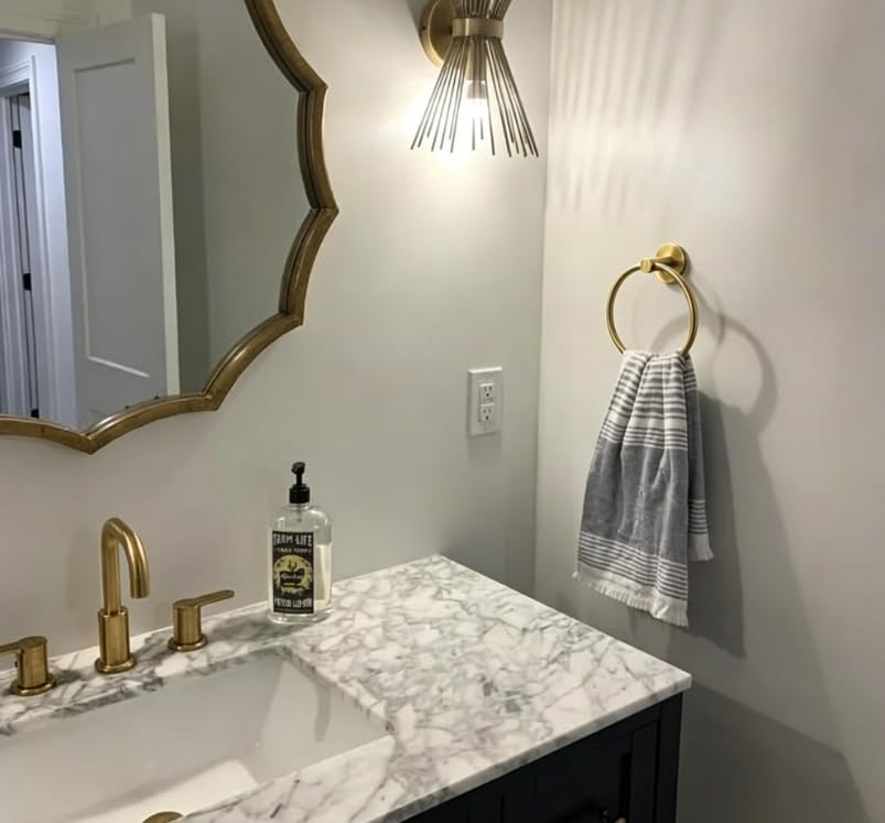 Brushed Gold Towel Ring | Hand Towel Holder for Bathroom Wall Mounted, Durable 304 Stainless Steel, Modern Style - color: Brushed Light Gold
