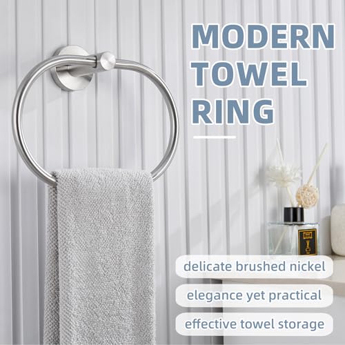 Swivel Hand Towel Holder for Bathroom, Brushed Nickel, Wall Mounted | Rustproof 304 Stainless Steel, 180° Rotating Towel Ring for Kitchen, Sink, Vanity, Oval Ring for Easy Towel Access - color: Brushed Nickel