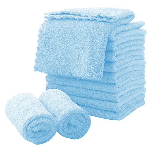 MOONQUEEN Microfiber Facial Cloths Fast Drying Washcloth 12 Pack - Premium Soft Makeup Remover Cloths - Aquamarine - color: Aquamarine, size: 12x12 Inch (Pack of 12)